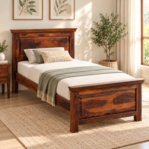 Veyron Sheesham Wood Bed with Panelled Headboard & Footboard