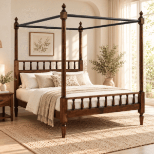 Montclair Mango Wood Cane Panel Four Poster Bed