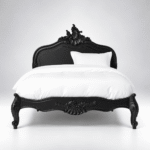 Ravelle Mango Wood Victorian Carved Bed in Black Finish - Image 8