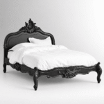 Ravelle Mango Wood Victorian Carved Bed in Black Finish - Image 3