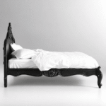 Ravelle Mango Wood Victorian Carved Bed in Black Finish - Image 2