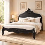 Ravelle Mango Wood Victorian Carved Bed in Black Finish