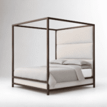 Veyron Solid Sheesham Wood Upholstered Four Poster Bed - Image 5