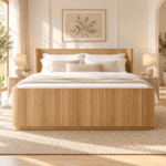 Solviera Sheesham Wood Fluted Hydraulic Storage Bed