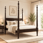 Regentia Solid Mango Wood Four Poster Bed in Walnut Finish