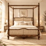Montclair Mango Wood Cane Panel Four Poster Bed