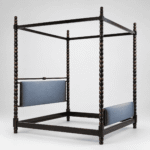 Aurevon Mango Wood Upholstered Four Poster Bed - Image 2