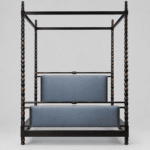 Aurevon Mango Wood Upholstered Four Poster Bed - Image 3