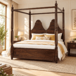 Aurevian Sheesham Wood Four Poster Royal Canopy Bed
