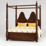 Aurevian Sheesham Wood Four Poster Royal Canopy Bed - Image 2