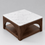 Veyron Solid Sheesham Wood Coffee Table with White Marble Top - Image 2