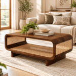 Zenvora Sheesham Wood & Cane Designer Coffee Table