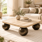 Aurevon Sheesham Wood Orb Base Coffee Table