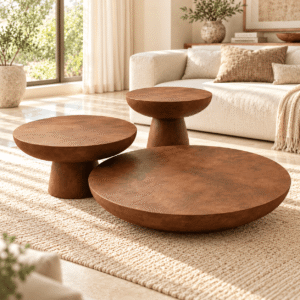 Aurelia Mango Wood Sculptural Coffee Table Set of 3