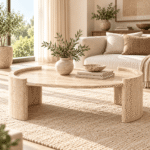 Travora Genuine Travertine Sculptural Coffee Table