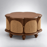 Velora Round Cane Panel Solid Mango Wood Coffee Table - Image 2