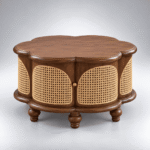Velora Round Cane Panel Solid Mango Wood Coffee Table - Image 4