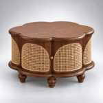 Velora Round Cane Panel Solid Mango Wood Coffee Table - Image 3