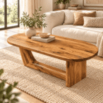 Aurora Organic Mango Wood Coffee Table – Dark Walnut Finish